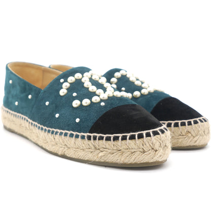 Suede Pearl CC Espadrilles 37 Teal