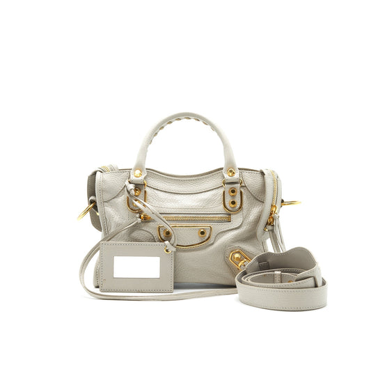 BALENCIAGA MINI GIANT CITY CROSSBODY BAG LIGHT GREY GHW