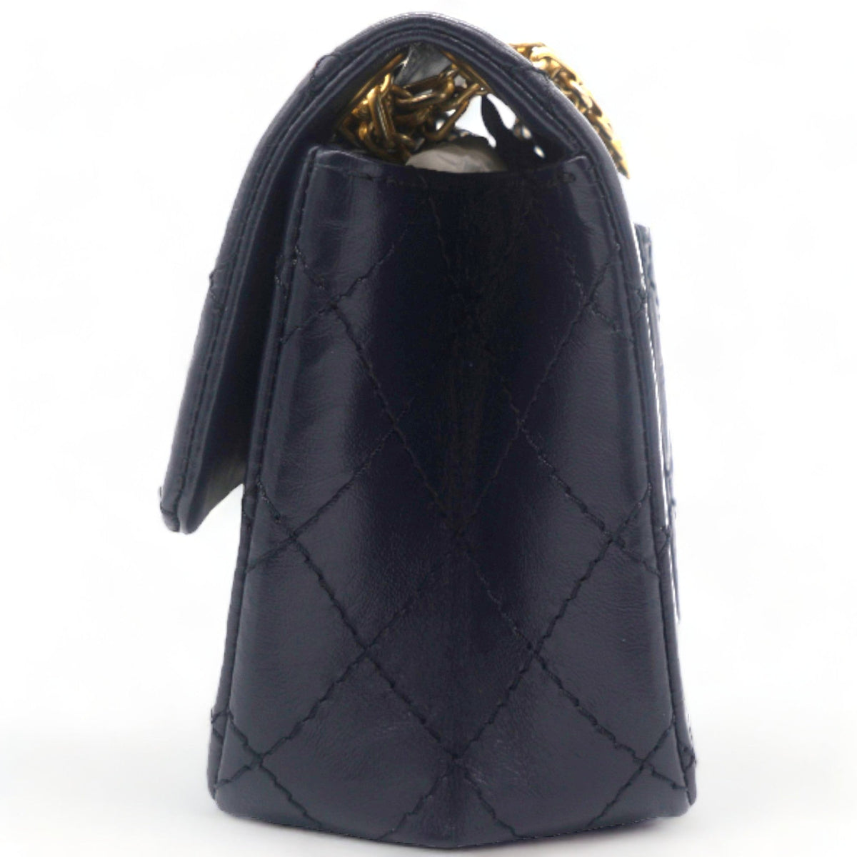 Navy Quilted Crinkled Leather Mini Reissue 2.55 Flap Bag