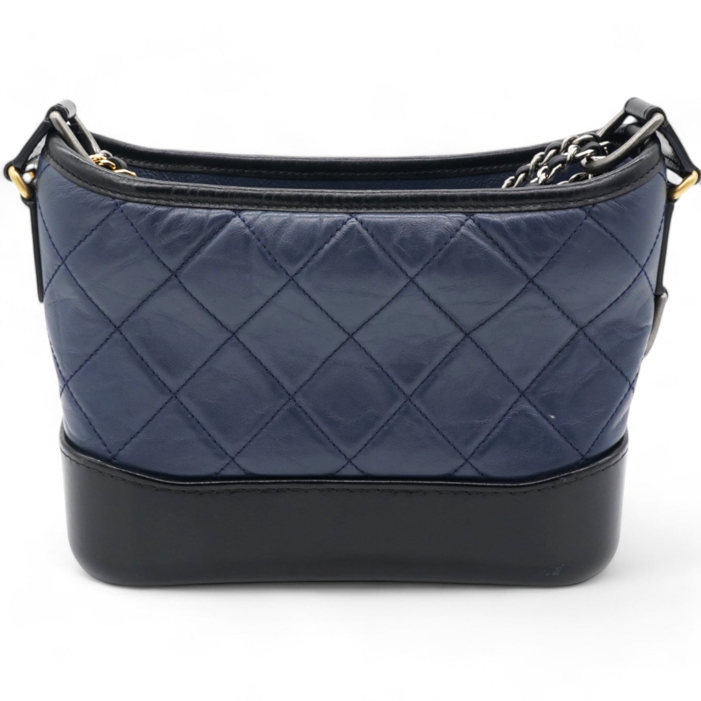 Aged Calfskin Quilted Small Gabrielle Hobo Navy Black