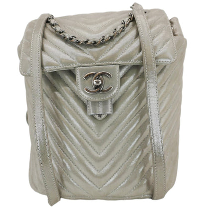 Chanel Urban Spirit Small Chevron Calfskin Leather Backpack Silver