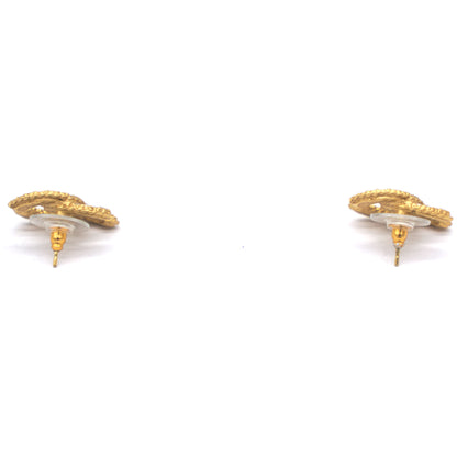 Gold Double C Wheat Earrings With Crystal