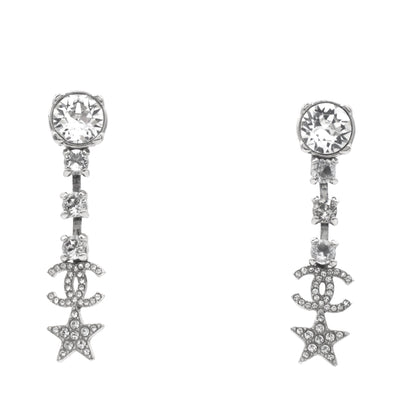 CC and Stars Silver Tone Drop Earrings