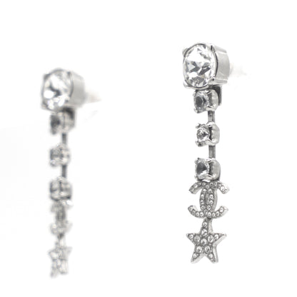 CC and Stars Silver Tone Drop Earrings
