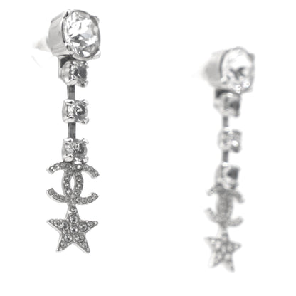 CC and Stars Silver Tone Drop Earrings