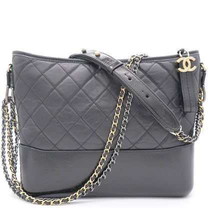 Black Quilted Leather Medium Gabrielle Hobo