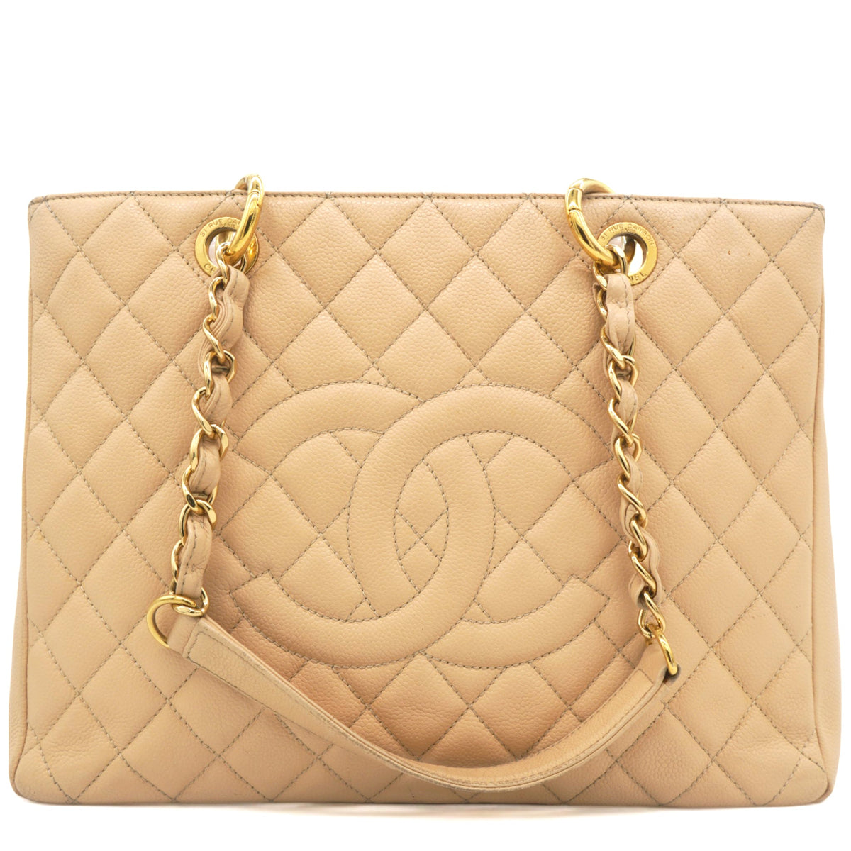 Caviar Quilted Grand Shopping Tote GST Beige Clair