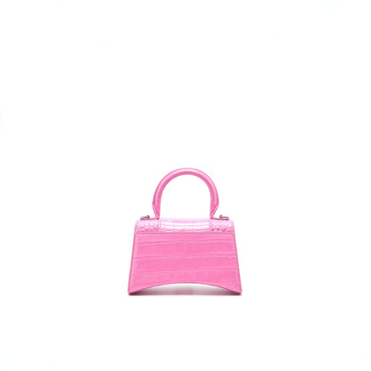 Balenciaga Hourglass XS croc-effect leather Tote Pink