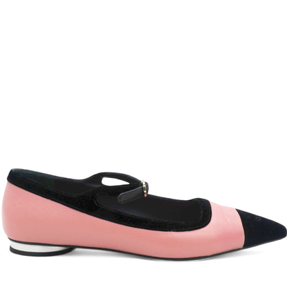Pink Leather 22k Mary Jane Ballet Flats Shoe Size38