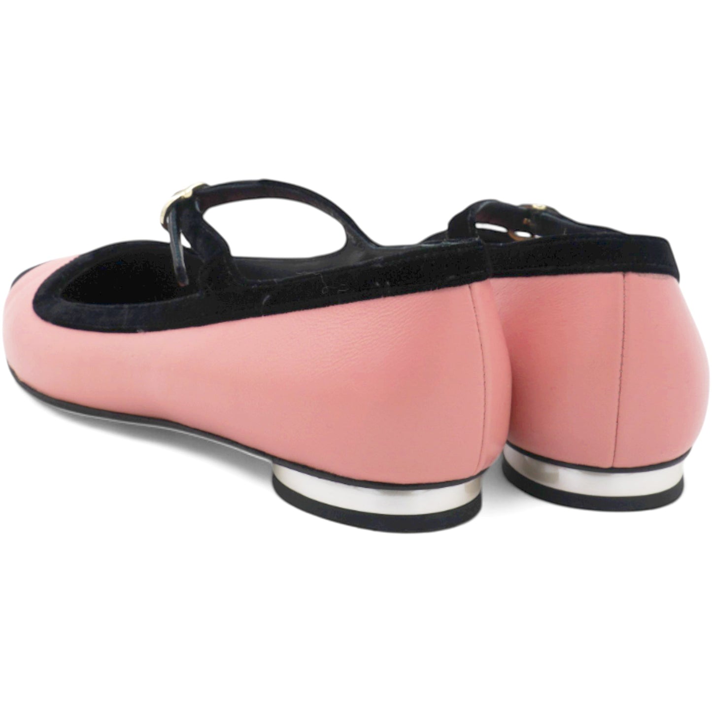 Pink Leather 22k Mary Jane Ballet Flats Shoe Size38