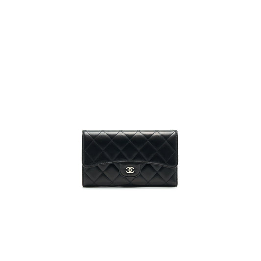 Chanel Classic Flap Wallet Lambskin Black SHW