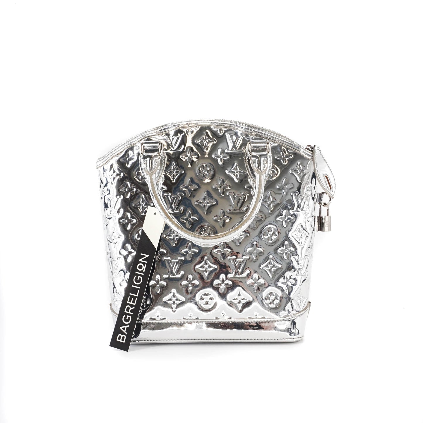 Louis-Vuitton Silver Monogram Miroir Lockit Handbag