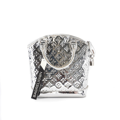 Louis-Vuitton Silver Monogram Miroir Lockit Handbag