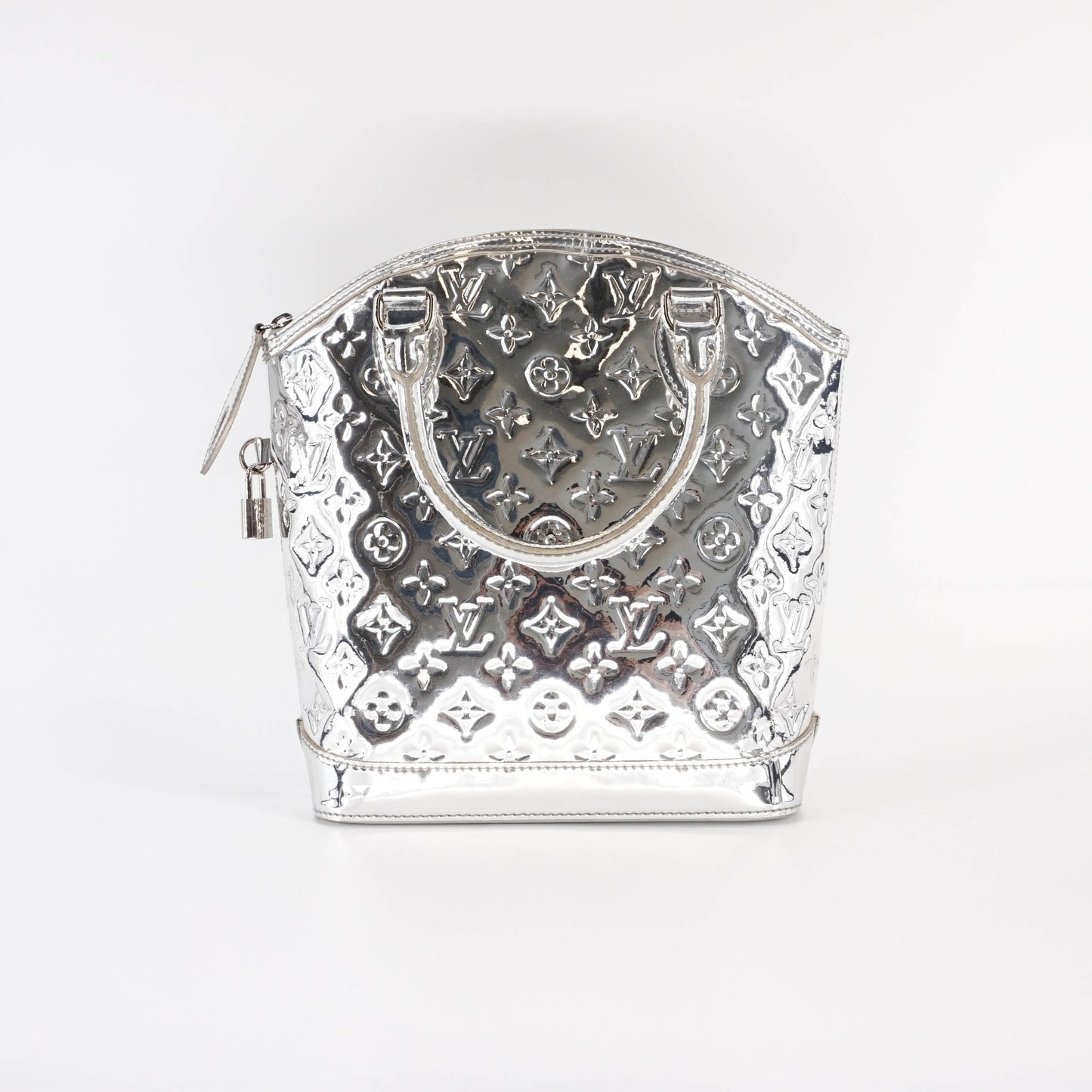 Louis-Vuitton Silver Monogram Miroir Lockit Handbag