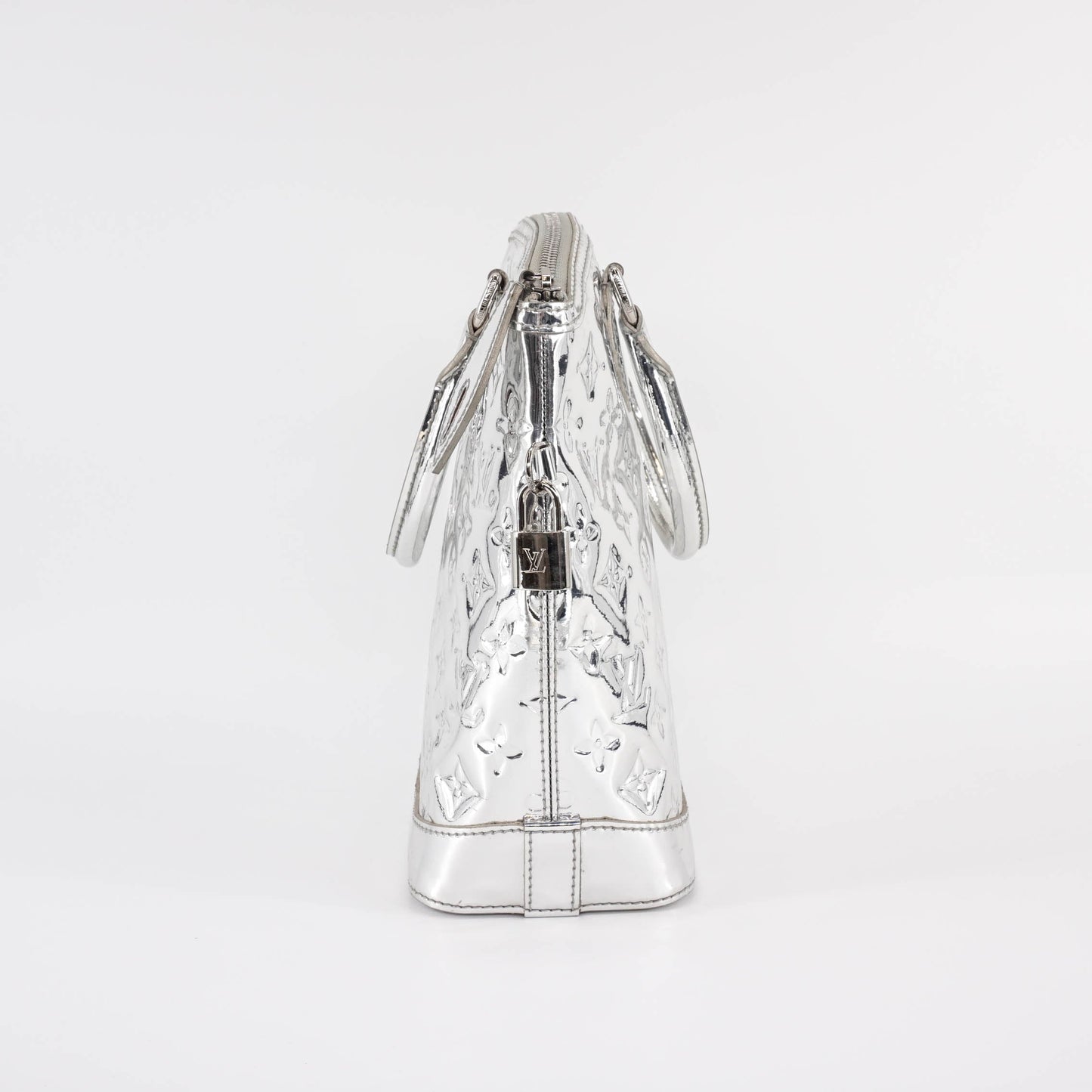 Louis-Vuitton Silver Monogram Miroir Lockit Handbag