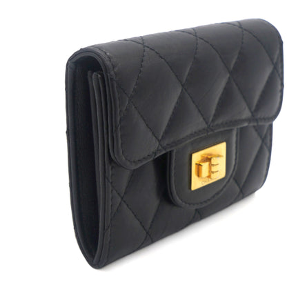 Aged Calfskin Quilted Reissue Flap  Holder Black GHW