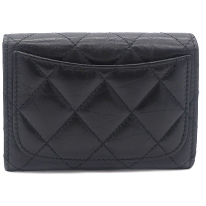 Aged Calfskin Quilted Reissue Flap  Holder Black GHW