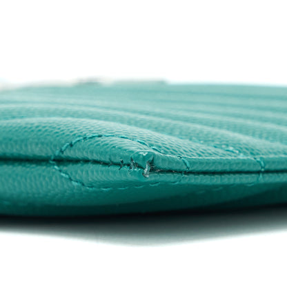 Saint Laurent Cassandra Matelasse Zipped Pouch Grained Calfskin Green SHW