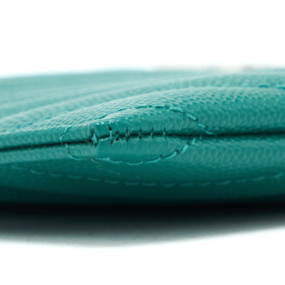 Saint Laurent Cassandra Matelasse Zipped Pouch Grained Calfskin Green SHW