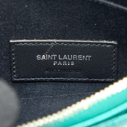 Saint Laurent Cassandra Matelasse Zipped Pouch Grained Calfskin Green SHW