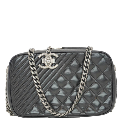 Chanel Coco Boy Small Quilted Lambskin Camera Case Shoulder Bag Black