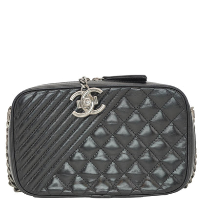 Chanel Coco Boy Small Quilted Lambskin Camera Case Shoulder Bag Black