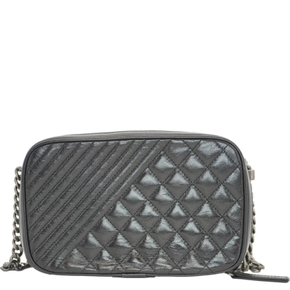 Chanel Coco Boy Small Quilted Lambskin Camera Case Shoulder Bag Black