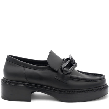 Louis-vuitton Calfskin Oversized Chain Academy Loafers Black Size 38.5