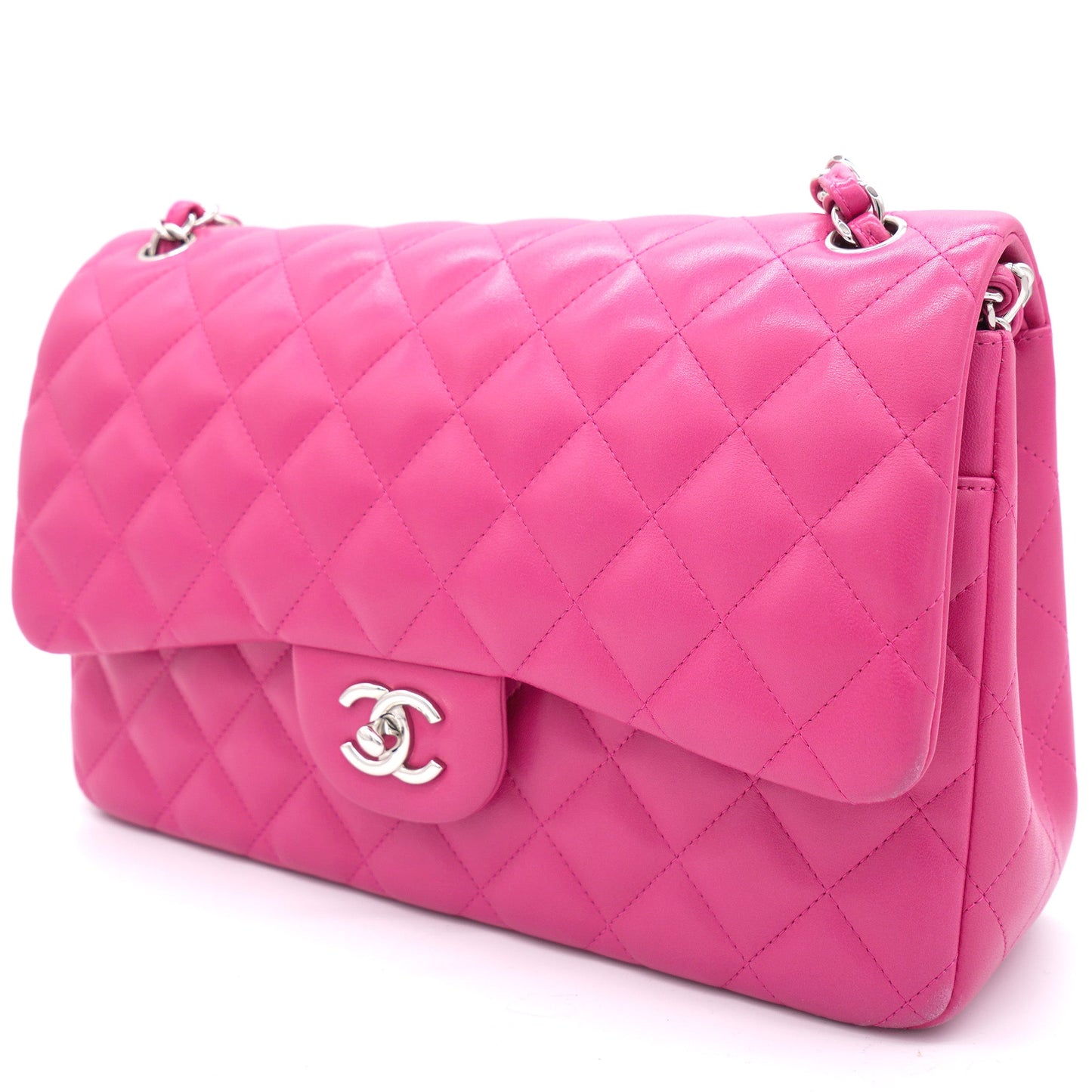 Pink Quilted Lambskin Leather Jumbo Classic Double Flap Bag