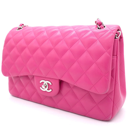 Pink Quilted Lambskin Leather Jumbo Classic Double Flap Bag