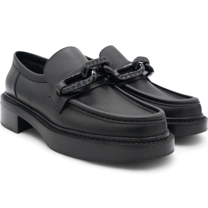 Louis-vuitton Calfskin Oversized Chain Academy Loafers Black Size 38.5