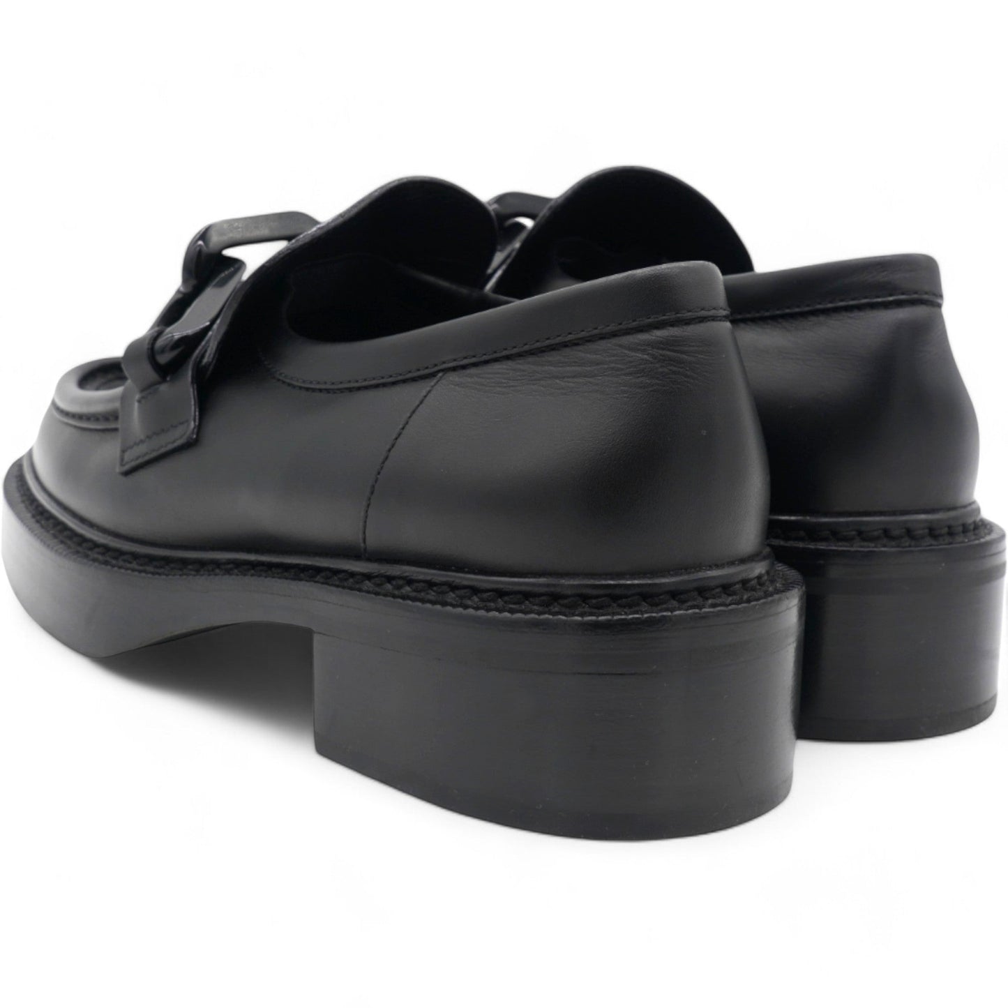 Louis-vuitton Calfskin Oversized Chain Academy Loafers Black Size 38.5