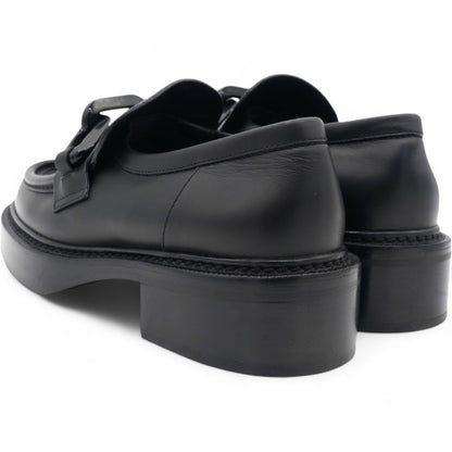 Louis-vuitton Calfskin Oversized Chain Academy Loafers Black Size 38.5