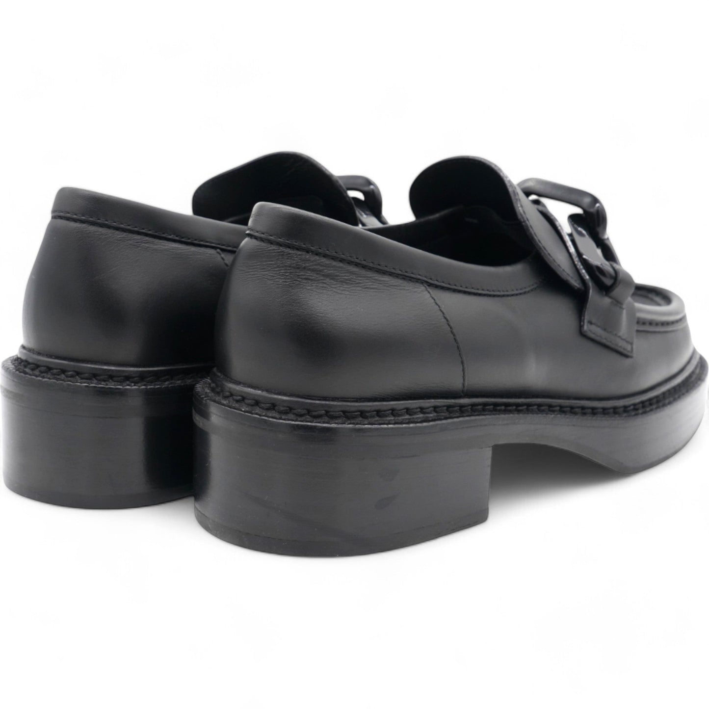 Louis-vuitton Calfskin Oversized Chain Academy Loafers Black Size 38.5
