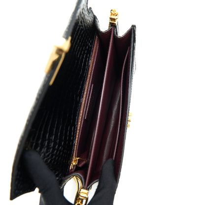 Saint Laurent Cassandra Monogram Clasp Bag Croc-Embossed Calfskin Black GHW