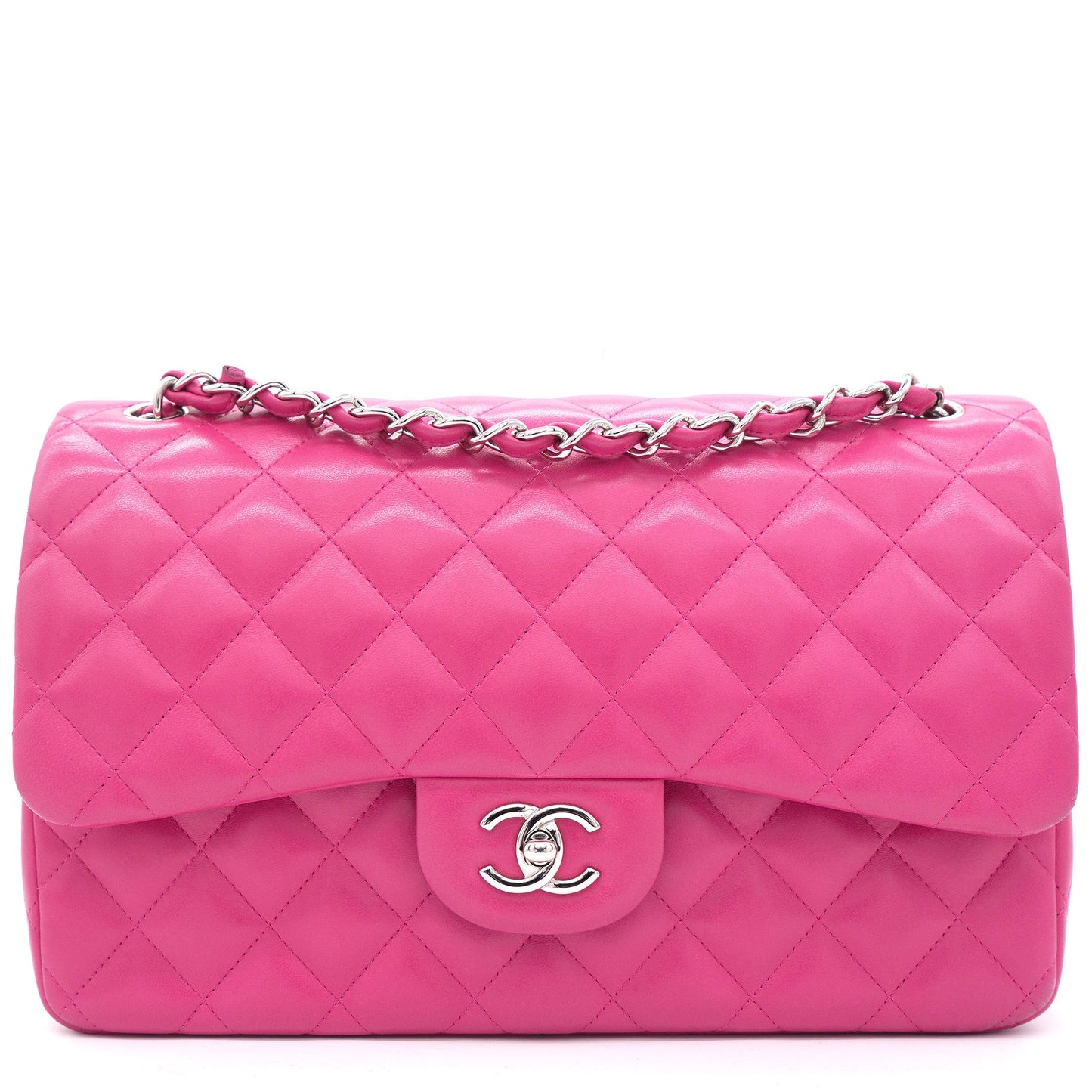 Pink Quilted Lambskin Leather Jumbo Classic Double Flap Bag