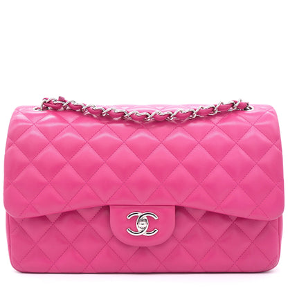 Pink Quilted Lambskin Leather Jumbo Classic Double Flap Bag