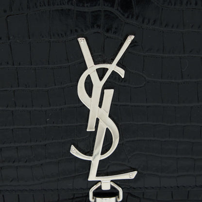 Saint Laurent Kate with Tassel Chain Bag Croc Embossed Calfskin Black SHW