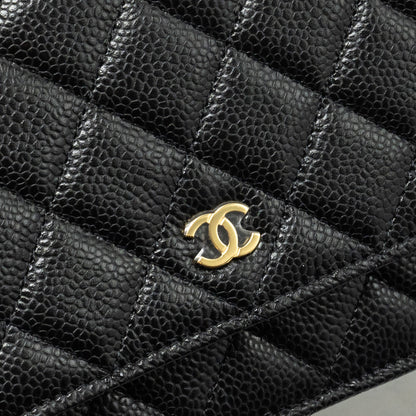 Chanel Classic Wallet on Chain Caviar BLACK GHW (Microchip)