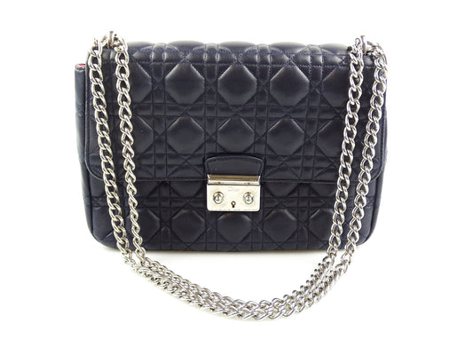 Christian Dior Cannage Large Navy Miss Dior Flap Chain Bag