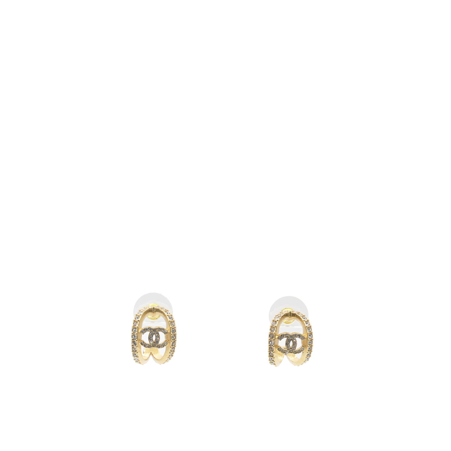 Logo CC And Gold Metal Strass Earrings Golden