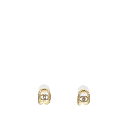 Logo CC And Gold Metal Strass Earrings Golden