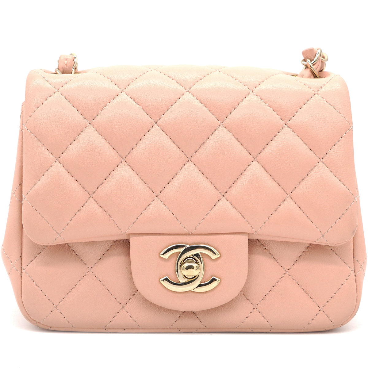 Lambskin Quilted Mini Flap Dark Pink
