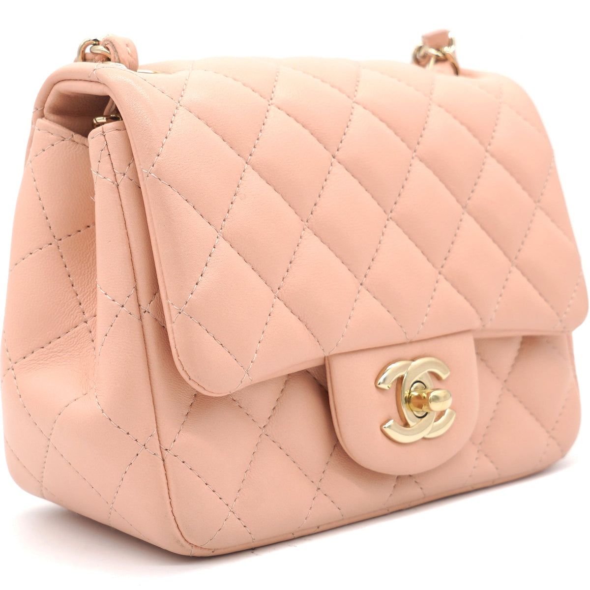 Lambskin Quilted Mini Flap Dark Pink