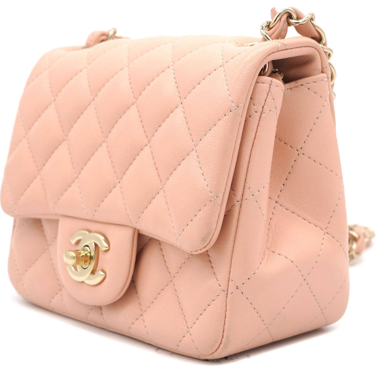 Lambskin Quilted Mini Flap Dark Pink