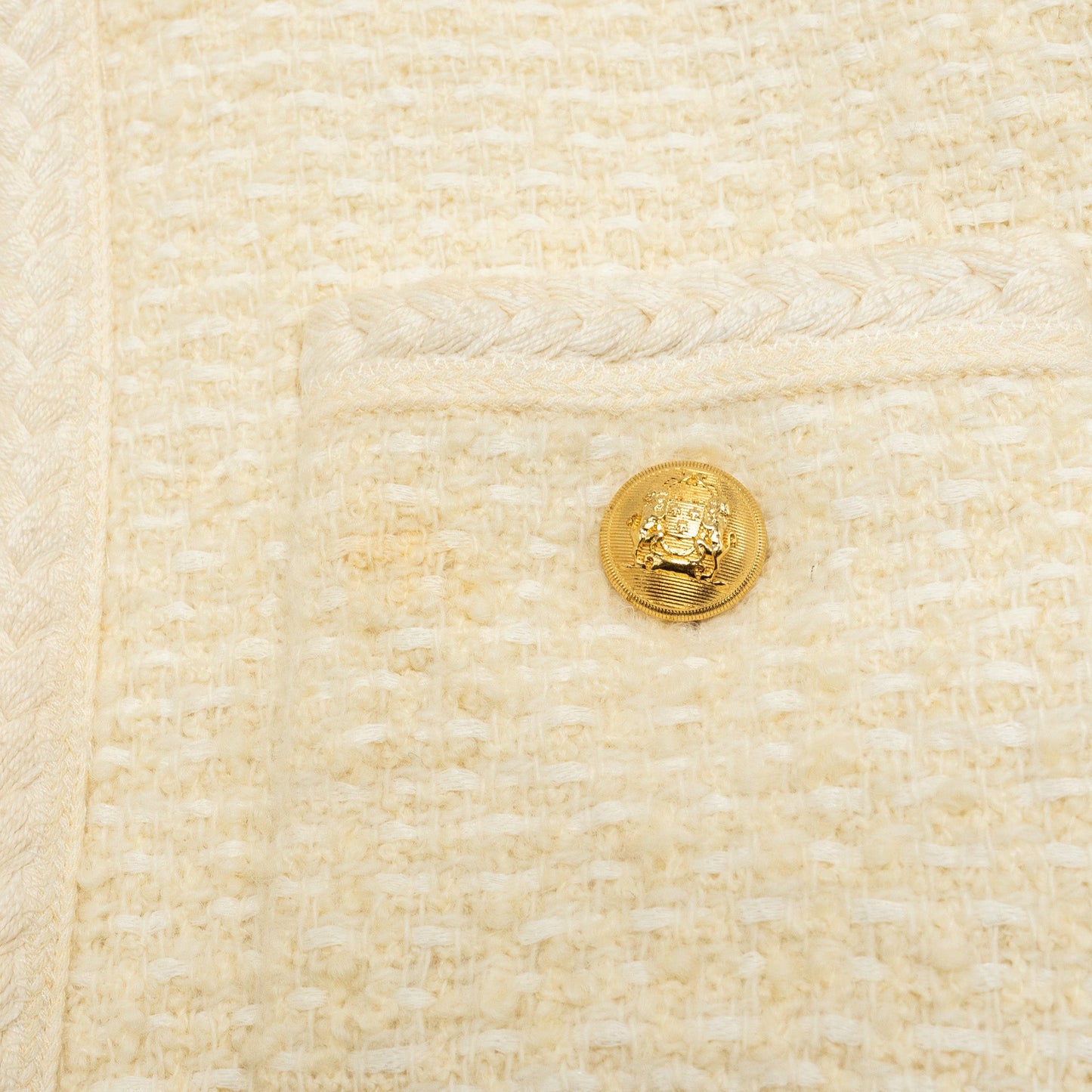 Celine Size 34 Tweed Jacket Wool/Cotton White