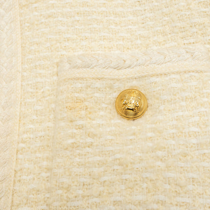 Celine Size 34 Tweed Jacket Wool/Cotton White
