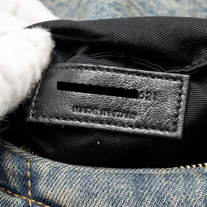 Saint Laurent/YSL Toy Loulou Puffer Shoulder Bag Denim Indigo Blue/Cinnamon GHW