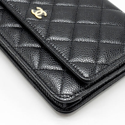 Chanel Classic Wallet on Chain Caviar BLACK GHW (Microchip)