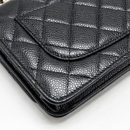 Chanel Classic Wallet on Chain Caviar BLACK GHW (Microchip)